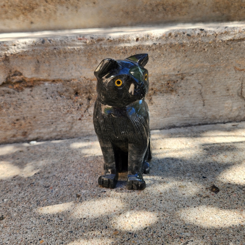New Soapstone Gray Cat Figure - Picture 3 of 9